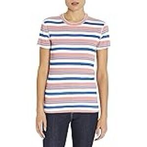 Three Dots Multicolor Striped Short Sleeve Tee